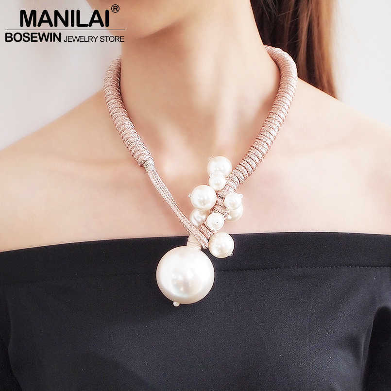 MANILAI Big Imitation Pearl Pendant For Women Thick Rope Adjustable Statement Chokers Necklaces Jewelry 2020
MANILAI Big Imitation Pearl Pendant For Women Thick Rope Adjustable Statement Chokers Necklaces Jewelry 2020