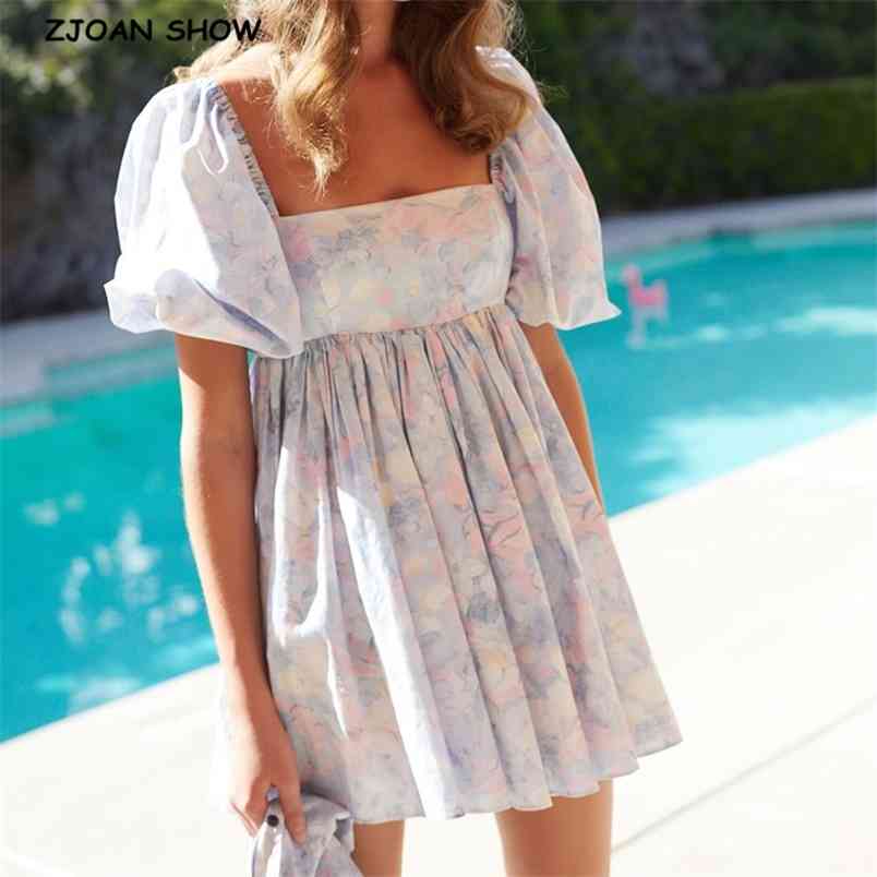 Bright Like Silk BLUE Floral Print Ball Gown Dress Puff Sleeve Retro Women Ruched Pleated Waist Mini Party Dresses Fairy 210429
Bright Like Silk BLUE Floral Print Ball Gown Dress Puff Sleeve Retro Women Ruched Pleated Waist Mini Party Dresses Fairy 210429