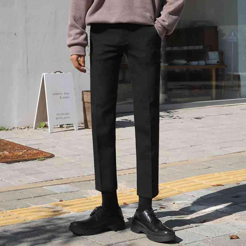 IEFB Spring Men's Korean Slim Fit Straight Tube Non Iron Suit Pants Casual Mens Business Drop Ankle-length Suit Pants 9Y5534 210524