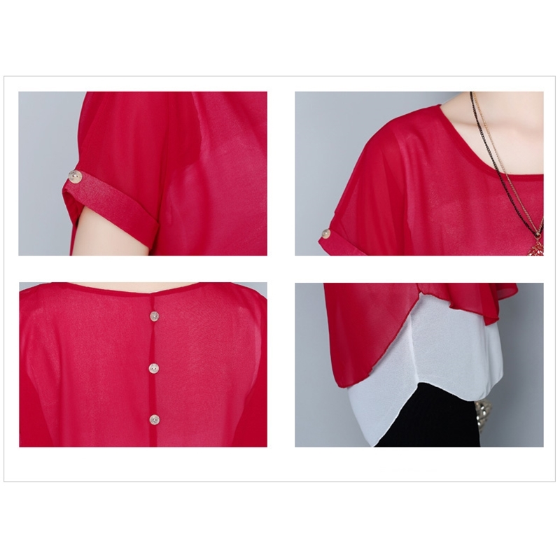 womens tops and blouses summer Chiffon blouse Short sleeve 's shirt plus size 3195 50 210506