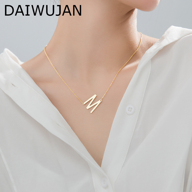 DAIWUJAN Simple 925 Sterling Silver Letter Pendant Necklace Gold Color Initial Choker Neckalces For Women Birthday Friend Gift
DAIWUJAN Simple 925 Sterling Silver Letter Pendant Necklace Gold Color Initial Choker Neckalces For Women Birthday Friend Gift