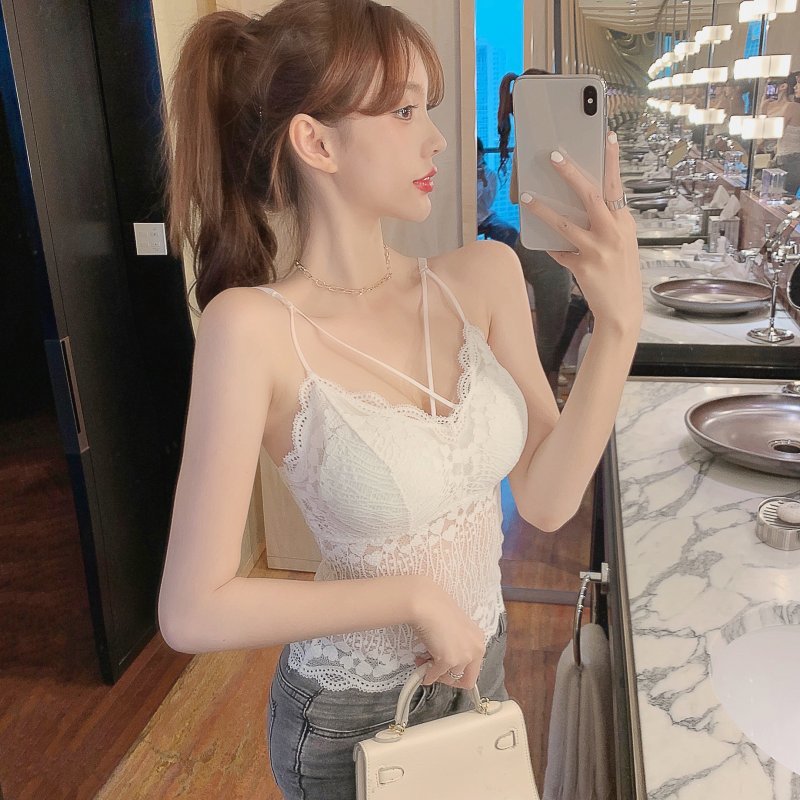 Sexy Lace Top Tank Women Slim Sexy Sleeveless Shirt Womens Basic Camisole Halter Tank Top Summer Lace V Neck Tops For Women 210515