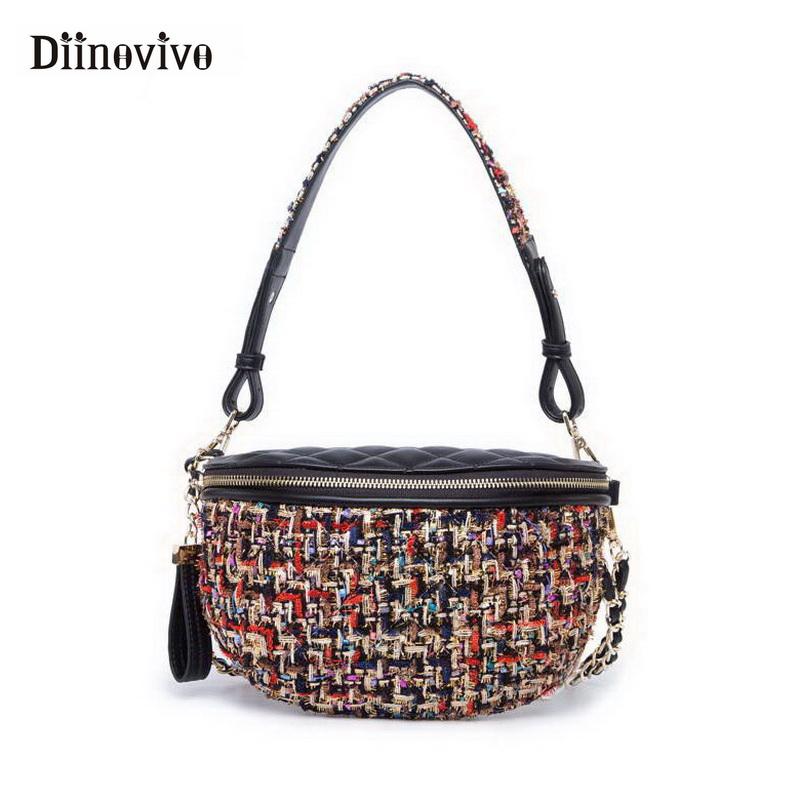 Waist Bags DIINOVIVO Women Bag Fashion Designer Fiber Knit Shoulder PU Leather Fanny Pack Money Belt Chain Pouch WHDV0610
Waist Bags DIINOVIVO Women Bag Fashion Designer Fiber Knit Shoulder PU Leather Fanny Pack Money Belt Chain Pouch WHDV0610