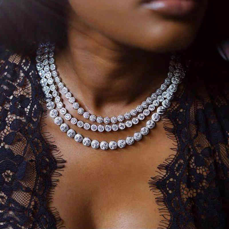 Iced Out Bling Silver Color Cubic Zirconia Charm Choker 5A White Round CZ Cluster 7mm Tennis Necklace Women Jewelry X0509
Iced Out Bling Silver Color Cubic Zirconia Charm Choker 5A White Round CZ Cluster 7mm Tennis Necklace Women Jewelry X0509