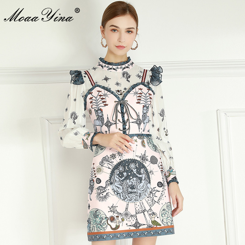 Summer Fashion Designer Dress Women Long sleeve Gorgeous Crystal Beaded Print Vintage Dresses+Small sling 210524, Multi
Summer Fashion Designer Dress Women Long sleeve Gorgeous Crystal Beaded Print Vintage Dresses+Small sling 210524, Multi