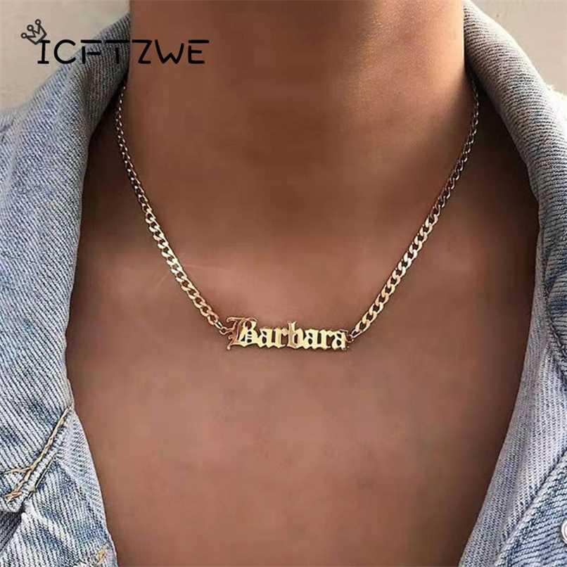 Custom Gothic Old English Nameplate Necklace For Women Stainless Steel Gold Chain Choker Necklaces Men Boho Pretty Jewelry Gift 211110
Custom Gothic Old English Nameplate Necklace For Women Stainless Steel Gold Chain Choker Necklaces Men Boho Pretty Jewelry Gift 211110