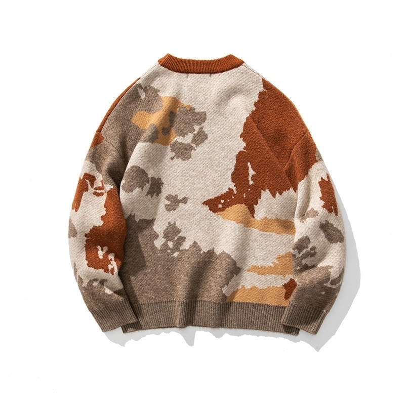 IEFB /men's clothing South summer dress Autumn Sweater camouflage style couple loose ins trendy knitwear men 210524