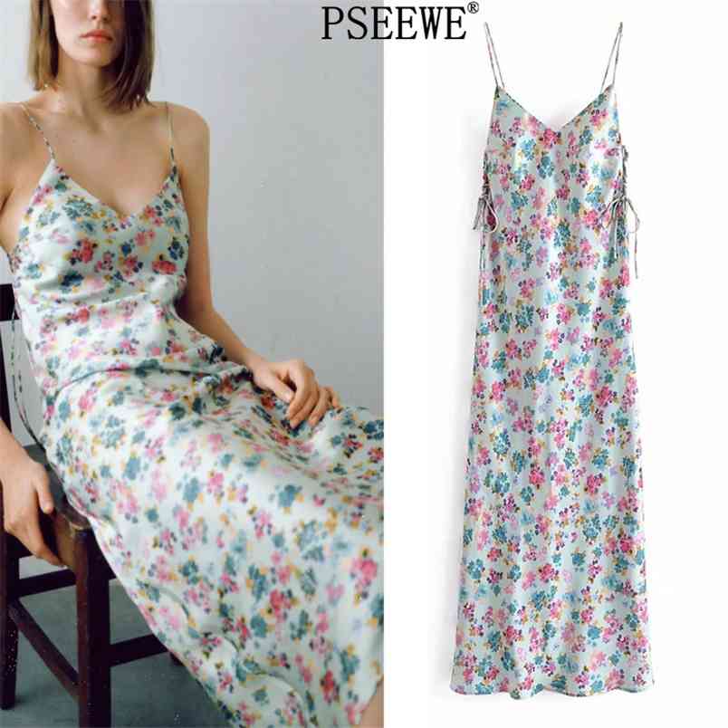 Floral Print Woman Long Summer Dress Satin Strap Midi Ladies Side Drawstring Backless Sexy Women' Sundress 210519, Multi
Floral Print Woman Long Summer Dress Satin Strap Midi Ladies Side Drawstring Backless Sexy Women' Sundress 210519, Multi