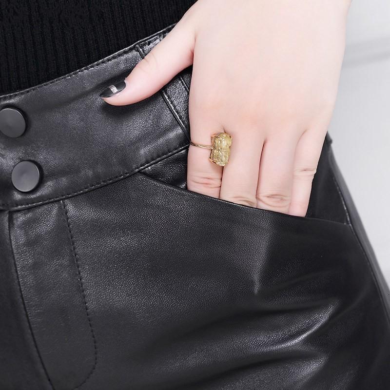 Fashion Sheepskin Leather Shorts Femme Winter Wide Leg Zipper Short Pants Red Black Office Lady Top Quality Trousers Women Women's