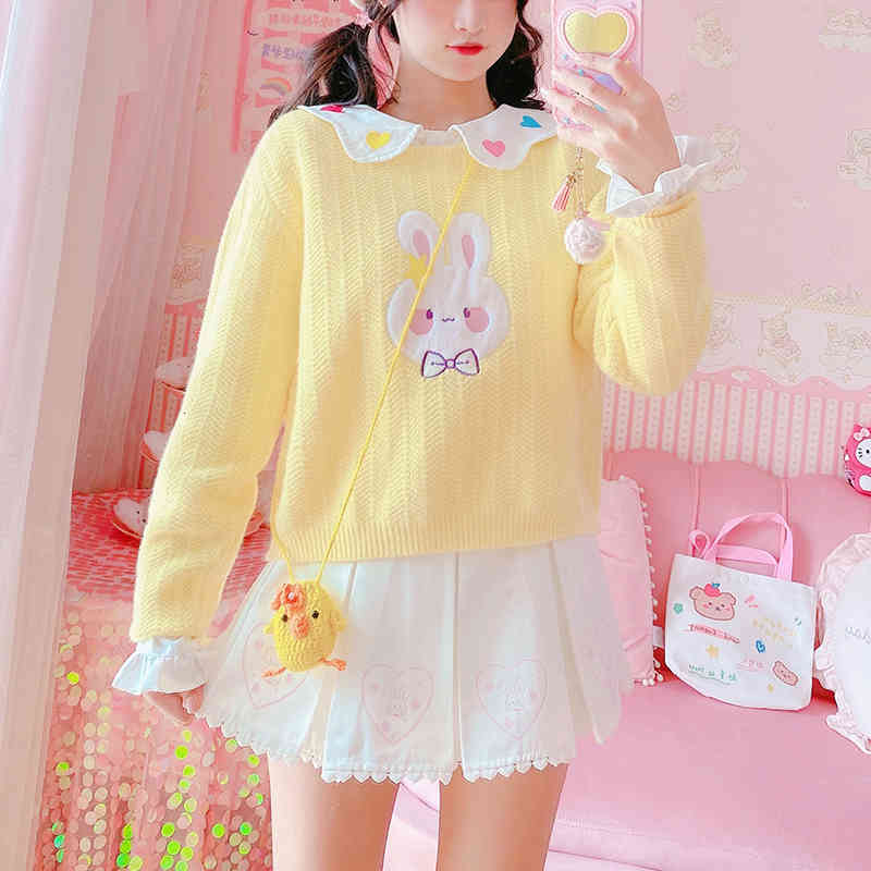 women's sweaters spring beautiful rabbit female student yellow kint jumpers kawaii released mujer pullover vvqp, White;black
women's sweaters spring beautiful rabbit female student yellow kint jumpers kawaii released mujer pullover vvqp, White;black