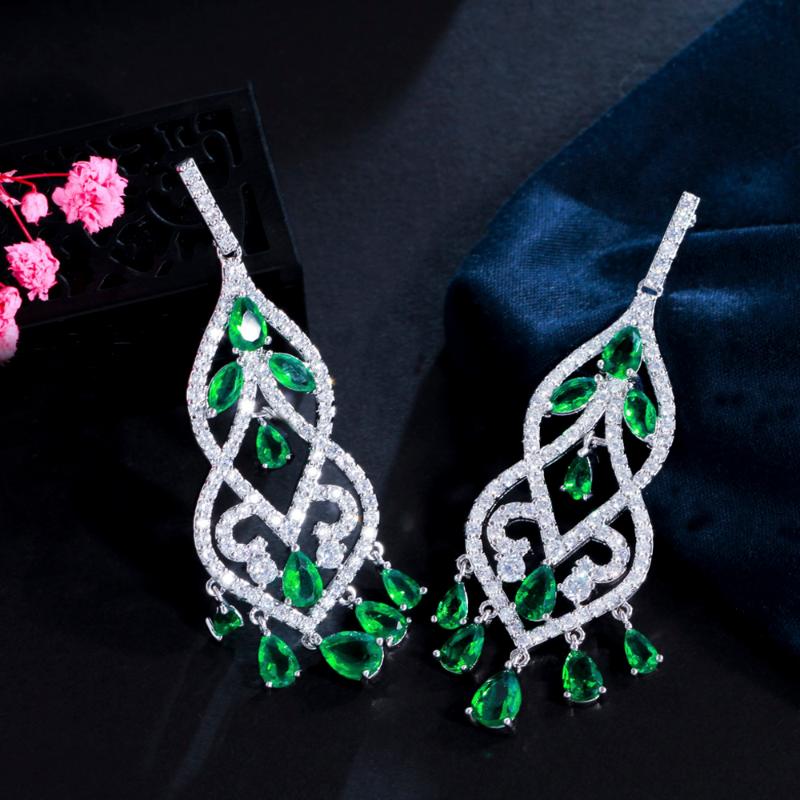 Dangle & Chandelier ThreeGraces White Gold Color Shining Green CZ Crystal Hangging Long Tassel Drop Earring Women Wedding Banquet Prom Jewel, Silver
Dangle & Chandelier ThreeGraces White Gold Color Shining Green CZ Crystal Hangging Long Tassel Drop Earring Women Wedding Banquet Prom Jewel, Silver