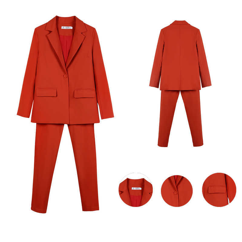 Work Pant Suits OL 2 Piece Set For Women Business Interview Suit Set Uniform Smil Blazer And Pencil Pant Office Lady Suit 211007