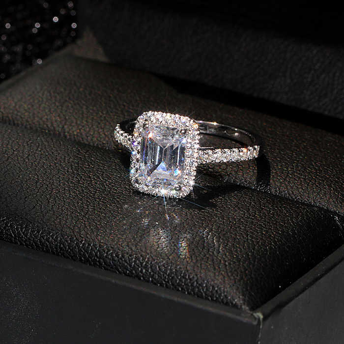 Emerald cut 2ct Lab Diamond Promise Ring Sets 925 sterling Silver Engagement Wedding Band Rings For Women Bridal Party Jewelry Y0723