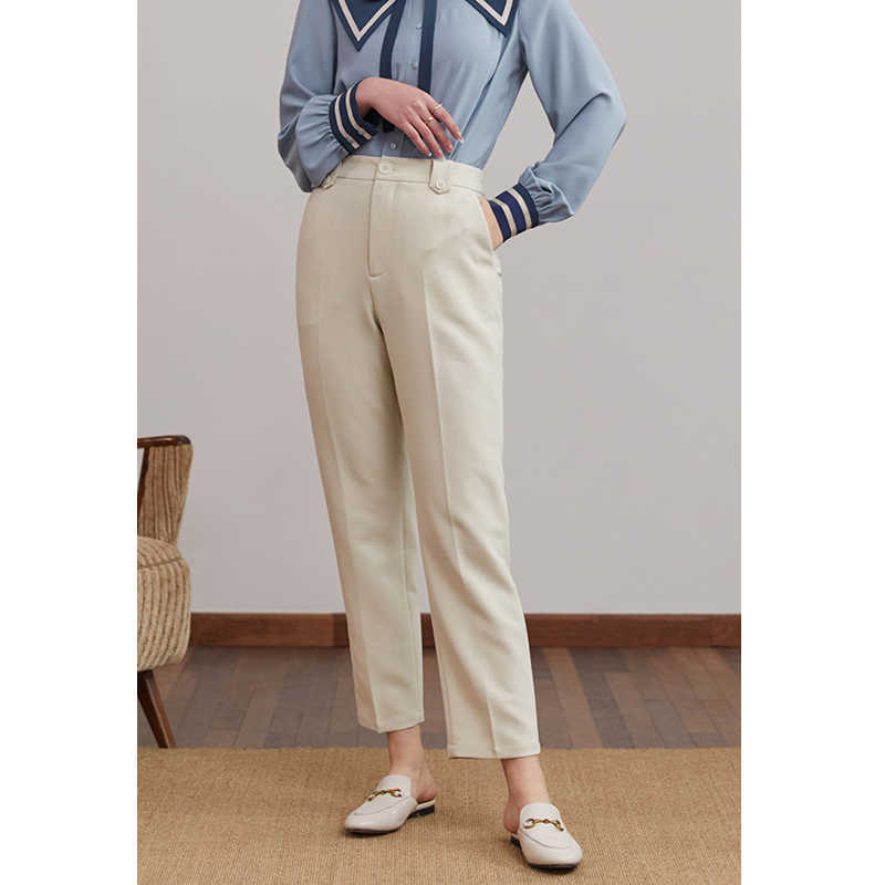 DUSHU Loose Office Lady Women's Black Casual Pants Thin Nine Spring Straight Cigarette Women 211115