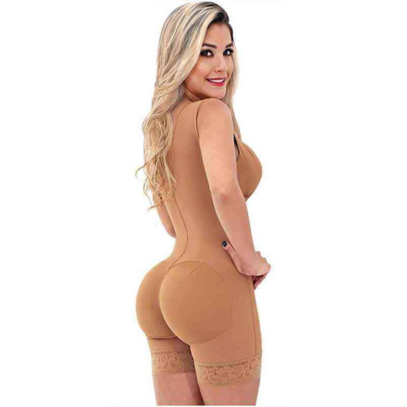 Butt Lifter Slimming Shapewear Full Body Shaper Post Liposuction Girdle Corset Tummy Control Faja Waist Shaper Open Crotch Firm 211112