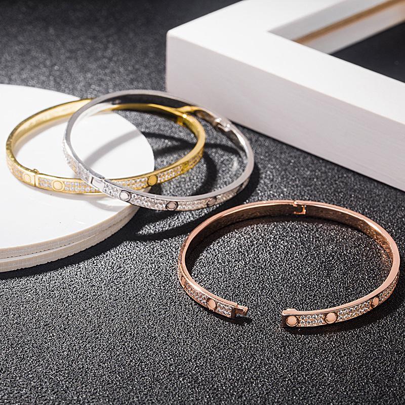 Fashion Jewelry Full Diamond Bangle Stainless Steel Open Cuff Bracelet for Women Female Two Row CZ Stone Bangles 3 Colour /Silver/Rose Gold, Black
Fashion Jewelry Full Diamond Bangle Stainless Steel Open Cuff Bracelet for Women Female Two Row CZ Stone Bangles 3 Colour /Silver/Rose Gold, Black