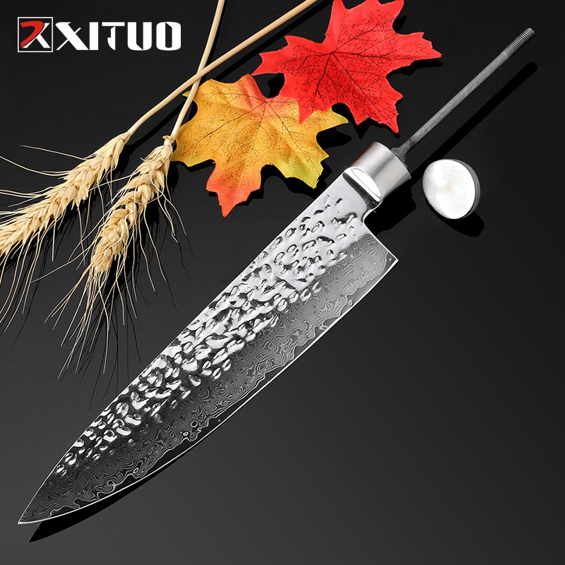 XITUO 8" Inch Damascus Knife Blanks DIY Japan VG10 Damascus Steel Chef Knife Forged Handmade Material tools Kitchen knife