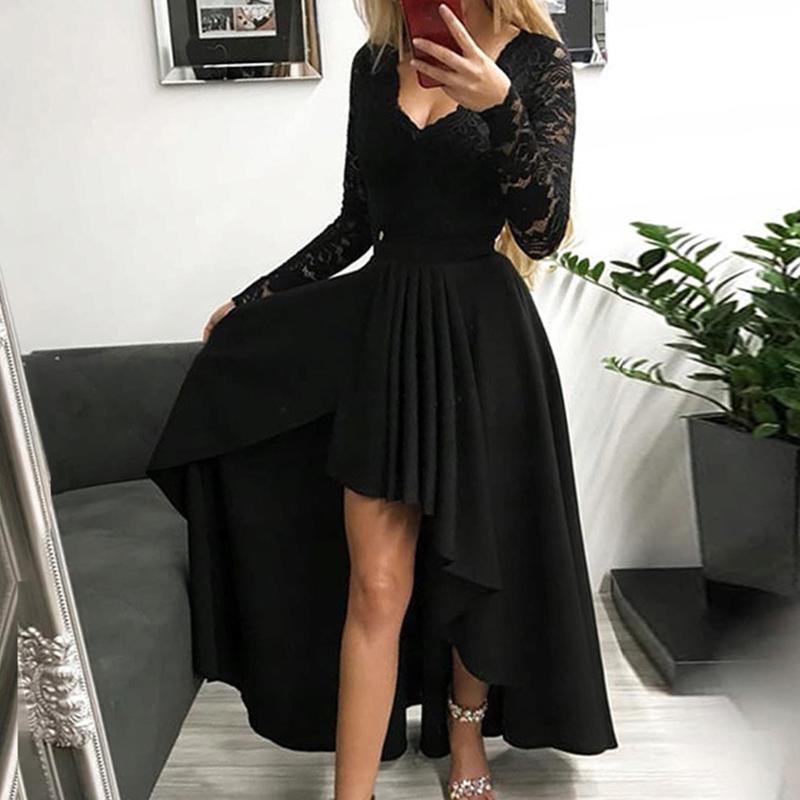 Casual Dresses Sexy Black Lace Maxi Party Dress Women Long Sleeve Backless Evening Formal Autumn High Low Pleated Prom Gown
Casual Dresses Sexy Black Lace Maxi Party Dress Women Long Sleeve Backless Evening Formal Autumn High Low Pleated Prom Gown