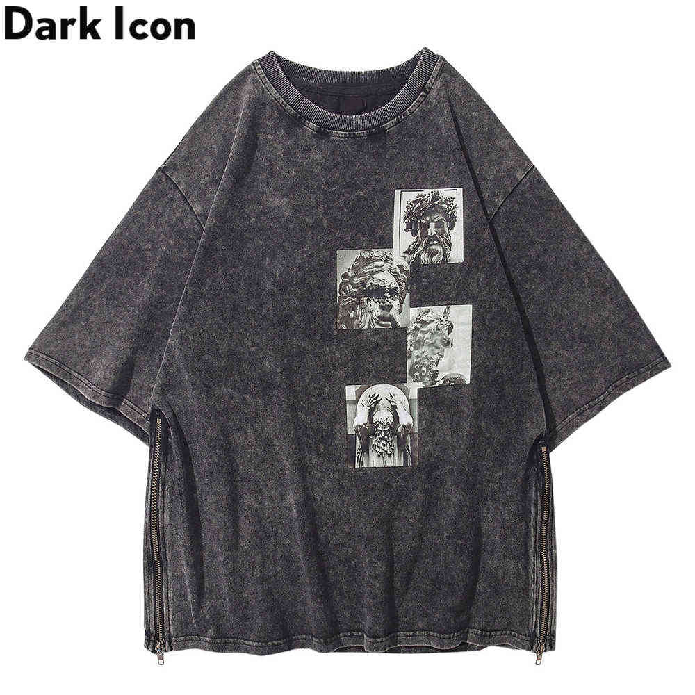 Washing Material with Printing T-shirt Men Short Sleeved Cotton Side Zipper Tshirts for Men Streetwear Clothing 210603, Dark grey
Washing Material with Printing T-shirt Men Short Sleeved Cotton Side Zipper Tshirts for Men Streetwear Clothing 210603, Dark grey