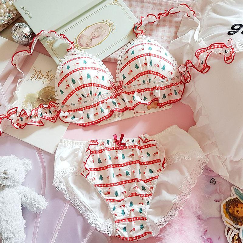 Bras Sets Japanese Lovely Young Girl Red Christmas Printed Bra & Brief Underwear Women's Lolita Ruffle Lace Lingerie Suit Students
Bras Sets Japanese Lovely Young Girl Red Christmas Printed Bra & Brief Underwear Women's Lolita Ruffle Lace Lingerie Suit Students