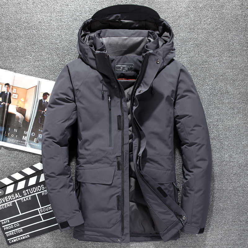 Top Quality White Duck Down Jacket Men Thick Winter Hat Detached Warm Parka Waterproof Windproof -30 Degrees 3069 210818
