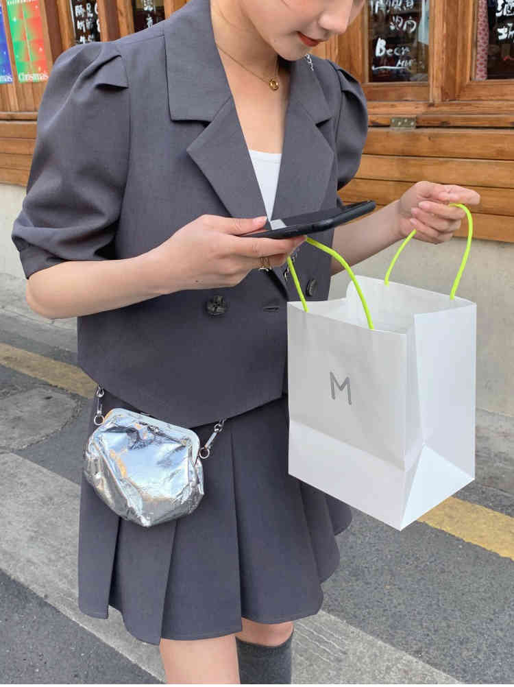 Korean Fashion Office Ladies Women Summer 2 Piece Set Puff Sleeve Blazer Coat + Mini Pleated Skirts Suit 210519