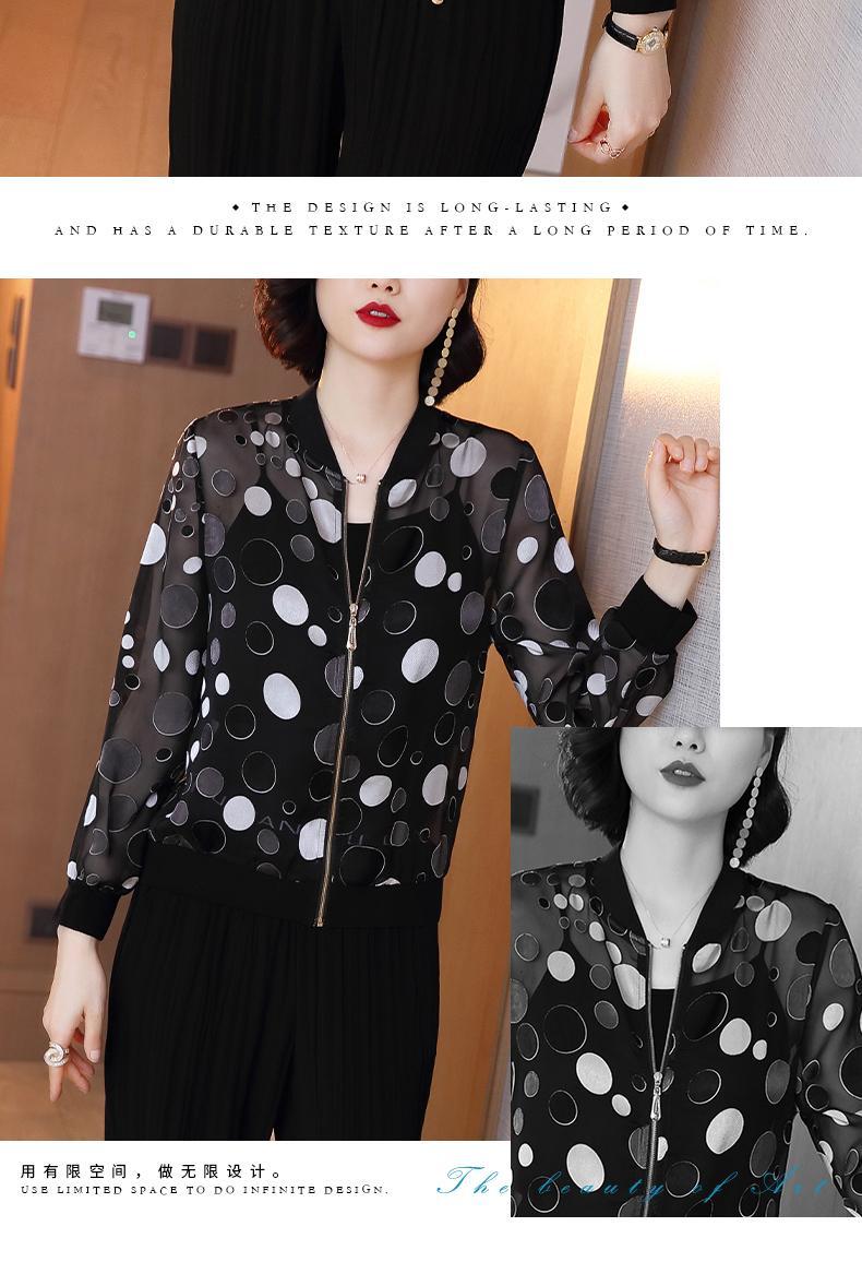 Summer Fashion design womens sunscreen thin chiffon print dotted floral pattern long sleeve baseball jacket coat short casacos MLXLXXL3XL4XL5XL
