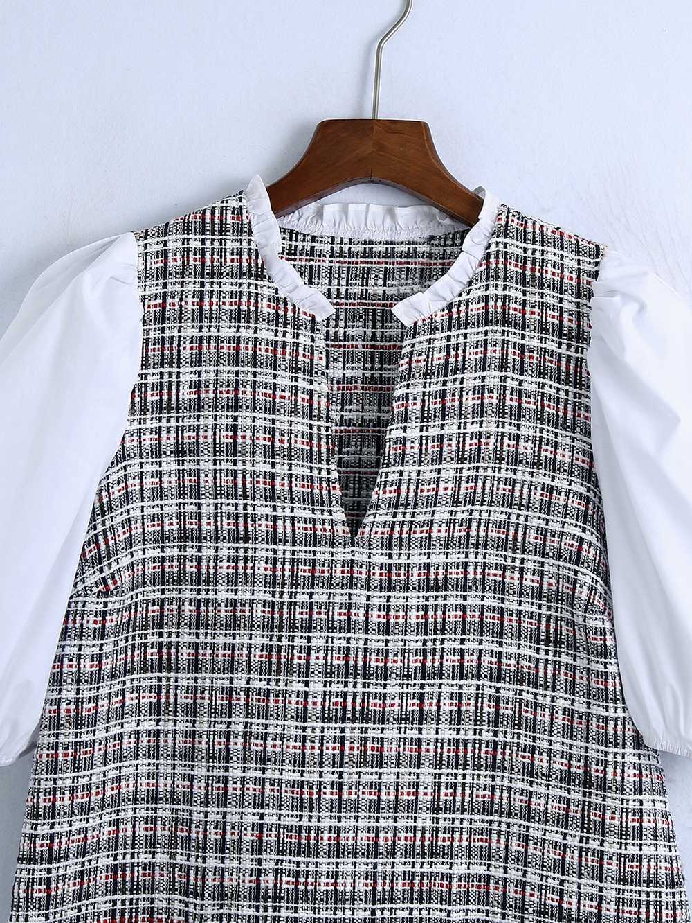 Women Spring Dress Fashion Patchwork Raw Edge Modern Lady Casual Above Knee Dresses 210602