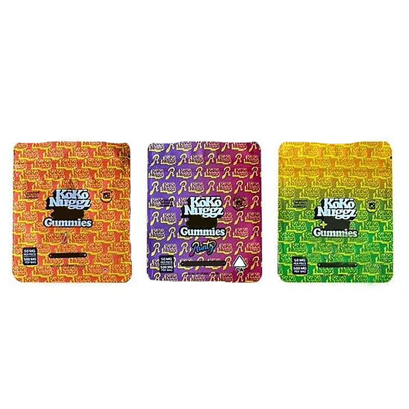 KOKO NUGGZ RUNTZ Baggies Edibles Mylar Bag 500MG Empty Package Retail Storage Smell Proof Zipper Pouch
KOKO NUGGZ RUNTZ Baggies Edibles Mylar Bag 500MG Empty Package Retail Storage Smell Proof Zipper Pouch