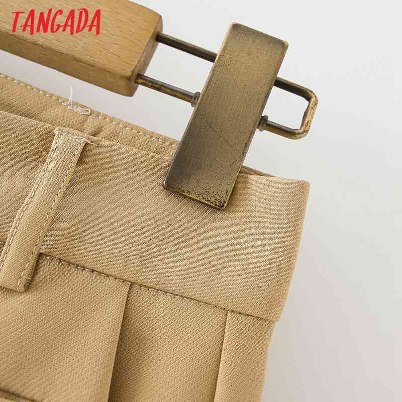 Women Elegant Solid Side Zipper Pockets Vintage OL Shorts Pantalones DA96 210416