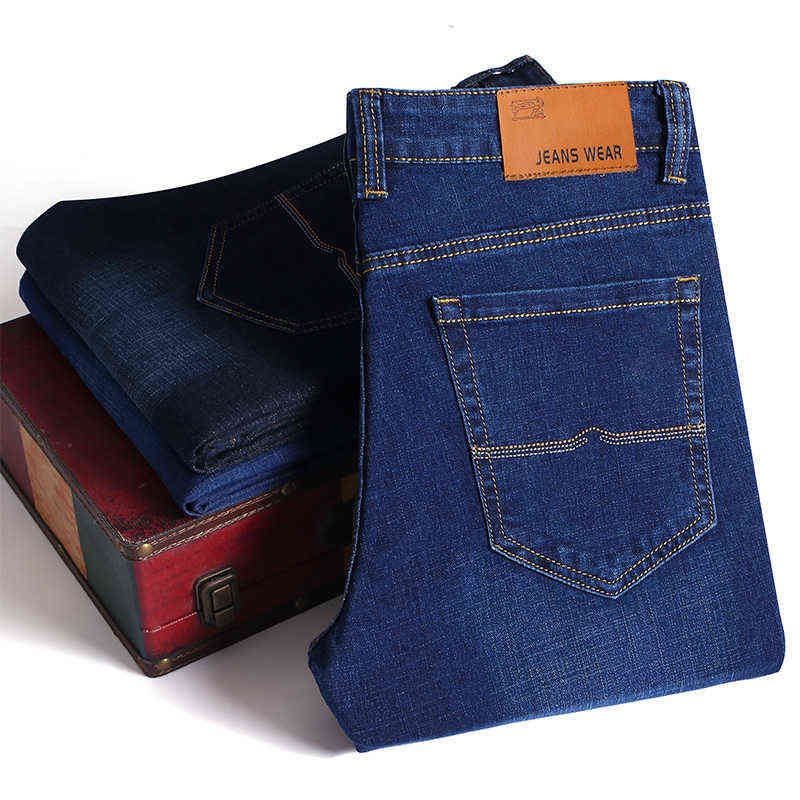 Colorful Men's Slim Elastic Jeans Fashion Business Classic Style Straight Denim Pants Trousers Male 211111