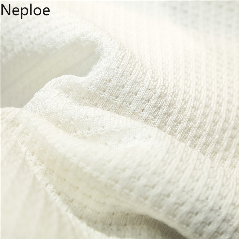 Neploe Woman Jacket Korean Chic Knitted Cardigan Temperament Slim Fit Thin Tops V-neck Long Sleeve Short White Coat Femme 95082 210422