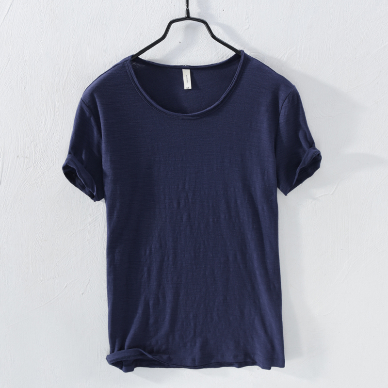 Summer Pure Cotton T-shirt For Men O-Neck Solid Color Casual Thin T Shirt Basic Tees Plus Size Male Short Sleeve Tops Clothing 220309