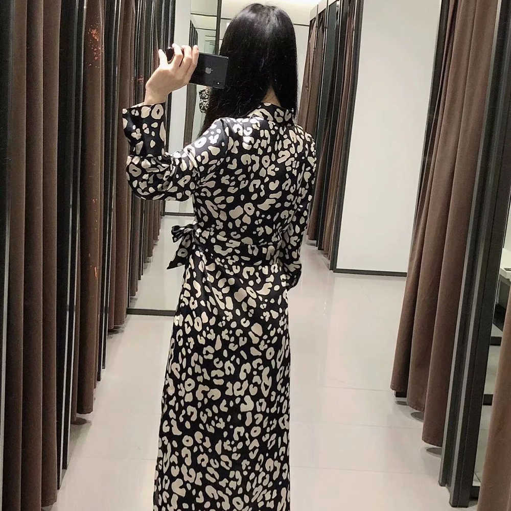 Women Dress Printed Collared Belted Elegant Fashion Casual Midi Woman Dresses Femme Robe Ropa Mujer Vestidos 210709
