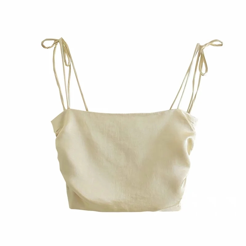 Summer Women Solid Satin Pleating Short Suspender Blouse Casual Female Sleeveless Slim Crop Tops T1519 210430