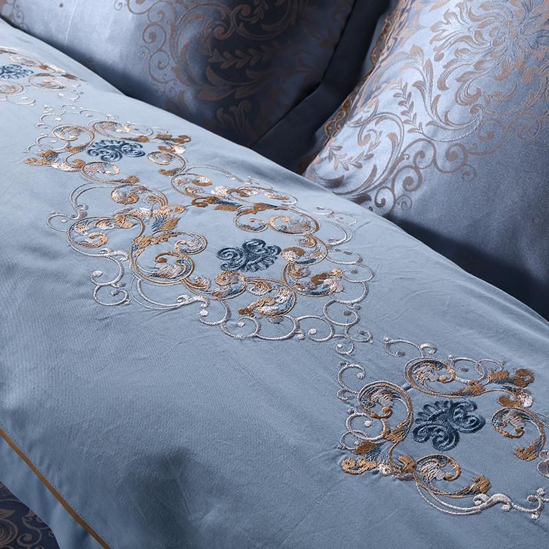 4Pcs Luxury Silver Satin Jacquard Cotton Bedspread Bedding Set Queen King Size Bed Cover Duvet Parure De Lit Sets