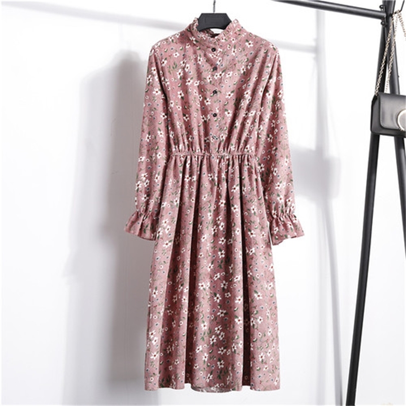 Long Sleeve Winter Dress Women Fashion Corduroy Autumn Elegant es Female Clothes 1474 45 210508