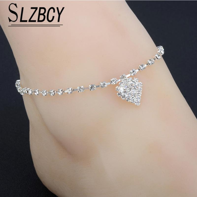 Anklets Simple Vintage Heart Silver Color Anklet Bracelets For Women Crystal Chains Bracelet Beach Accessories Foot Jewelry, Red;blue
Anklets Simple Vintage Heart Silver Color Anklet Bracelets For Women Crystal Chains Bracelet Beach Accessories Foot Jewelry, Red;blue