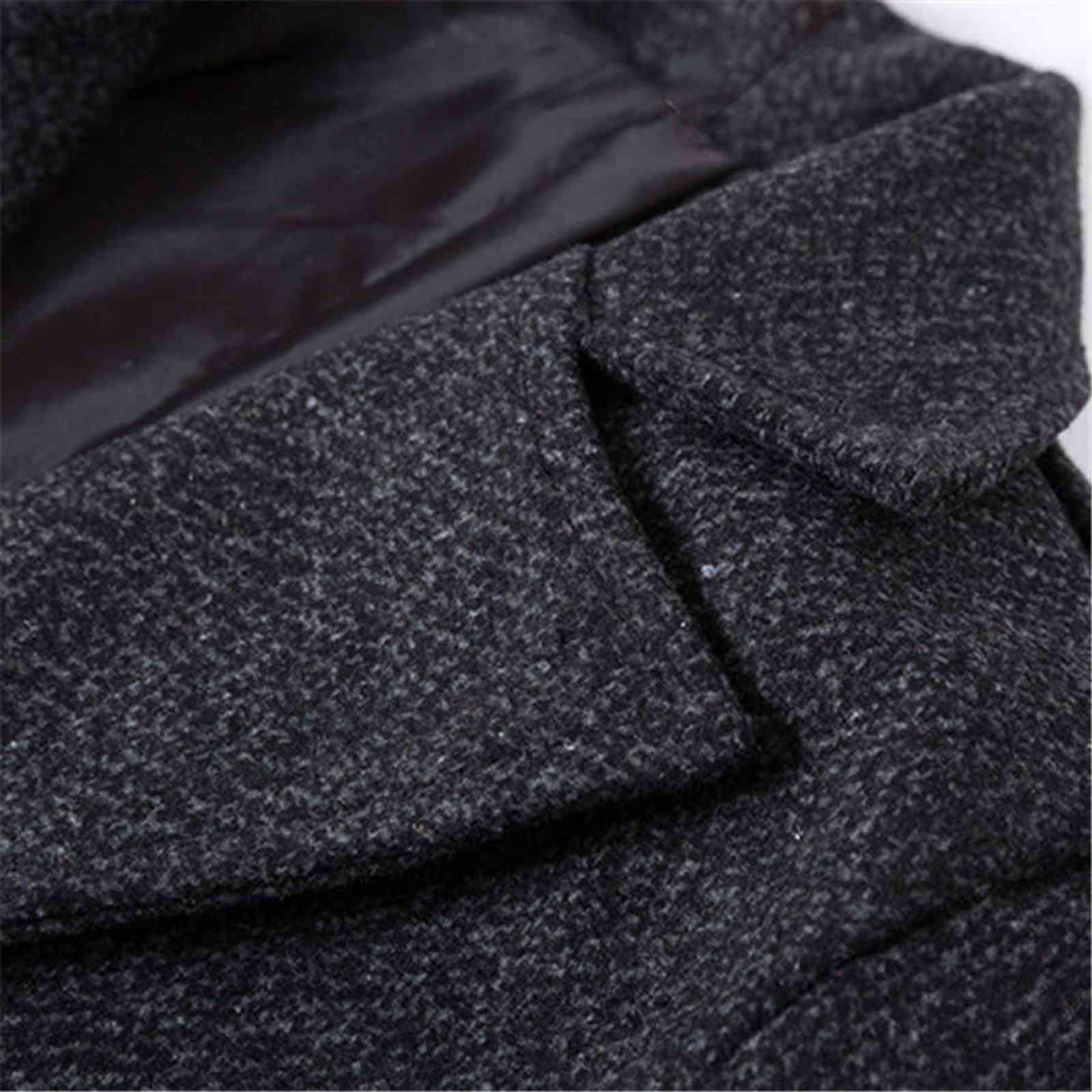 RUELK Woollen Overcoat Autumn and Winter Warm Snowflake Men Mid-length Korean Version of Large Size Woolen Coat Men's 211119