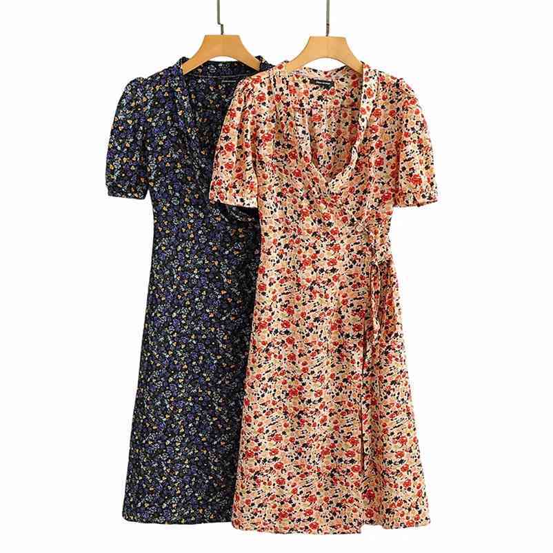 Women summer long dress floral print short sleeve v-neck lace up knee length Chic female A-line 210524, Creamy-white
Women summer long dress floral print short sleeve v-neck lace up knee length Chic female A-line 210524, Creamy-white