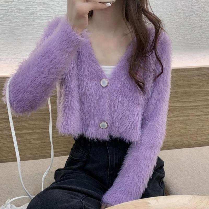 Women's Knits & Tees Women Cropped Cardigan V Neck Long Sleeve Solid Color Two Buttons Autumn Winter Fuzzy Copped Sweater Korean Pullovers, White
Women's Knits & Tees Women Cropped Cardigan V Neck Long Sleeve Solid Color Two Buttons Autumn Winter Fuzzy Copped Sweater Korean Pullovers, White