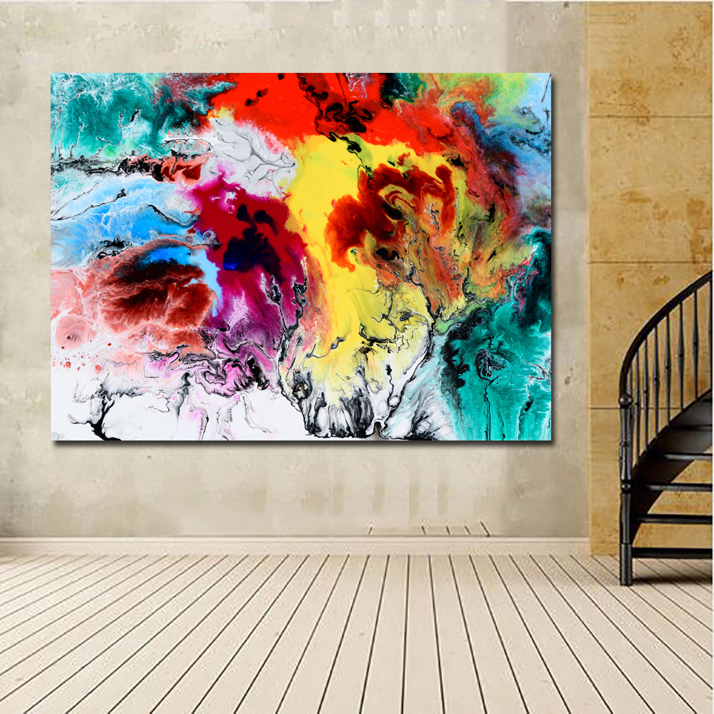 Abstract Art Painting Watercolor Wall Pictures For Living Room Home Decor Colorful Art Canvas Print Decor No Frame