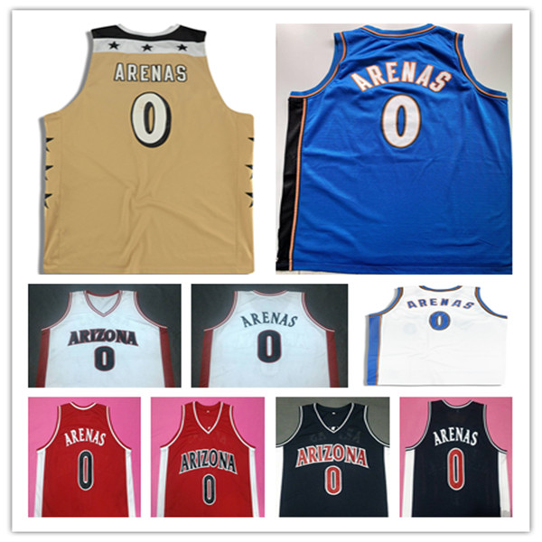Custom Old Time Arizona Wildcats #0 Gilbert Arenas College Basketball Jersey Color Navy Blue Red White Yellow Man Stitched S-XXXL