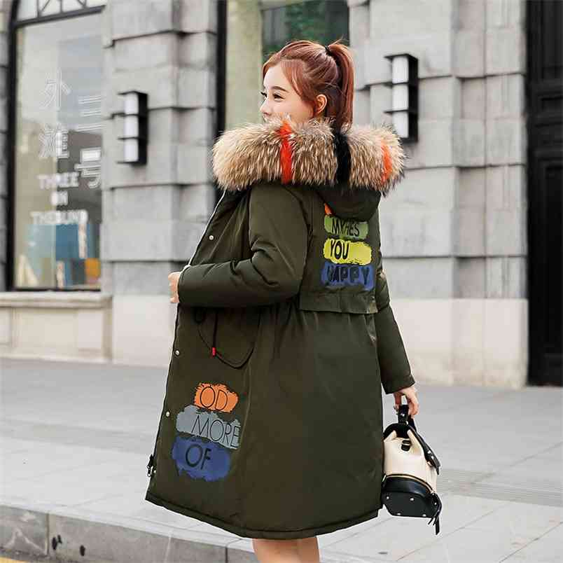 Double 2 Sides Winter Jacket Hooded With Fur Long Female Coat Cotton Padded Thicken Warm Parkas Mujer Invierno D267 210512