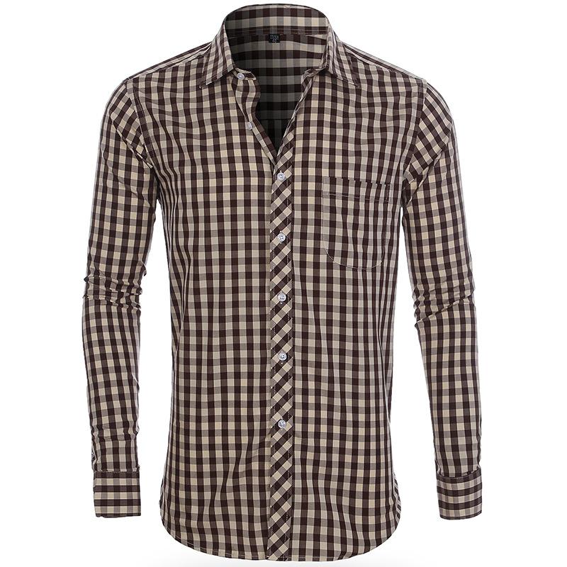 Men's Clothing Cotton Plaid Casual Shirt Button Up Turn-down Collar Single Breasted Regular Korean Clothes 38 44 Shirts