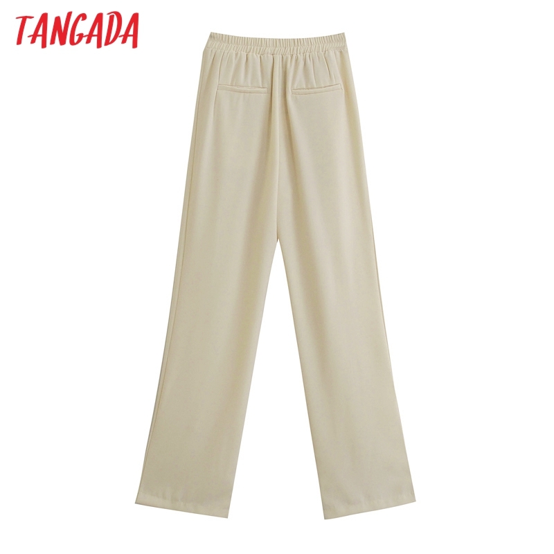 Fashion Women Long Suit Trousers Strethy Waist Pockets Office Lady Pants Pantalon JE06 210416