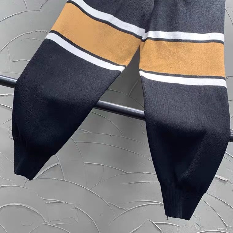 Nomikuma Hit Color Striped Women Sweater Pants Lace Up Waist New Trousers Autumn Winter Thicken Knitted Harem Pants 6C649 210427