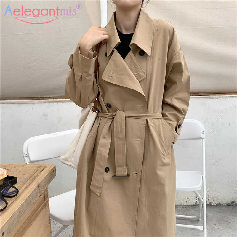 Aelegantmis Autumn Winter Oversized Long Trench Coat for Women Sashes Women' Windbreaker Streetwear Ladies Loose Outerwear 210607, Khaki
Aelegantmis Autumn Winter Oversized Long Trench Coat for Women Sashes Women' Windbreaker Streetwear Ladies Loose Outerwear 210607, Khaki