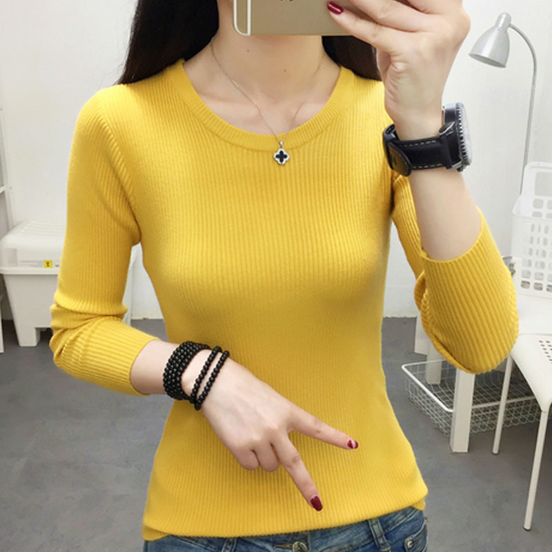 Women Sweater Long Sleeve O-neck Knitted Solid Color Soft Winter Thin Casual Pullover 5800 50 210508