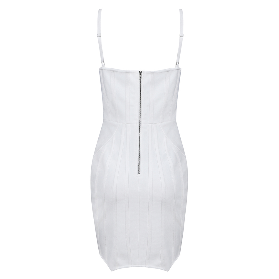 Summer Ladies Fashion White Sexy Sleeveless Backless Spaghetti Belt Bandage Dress Bodycon Party Vestidos 210525
